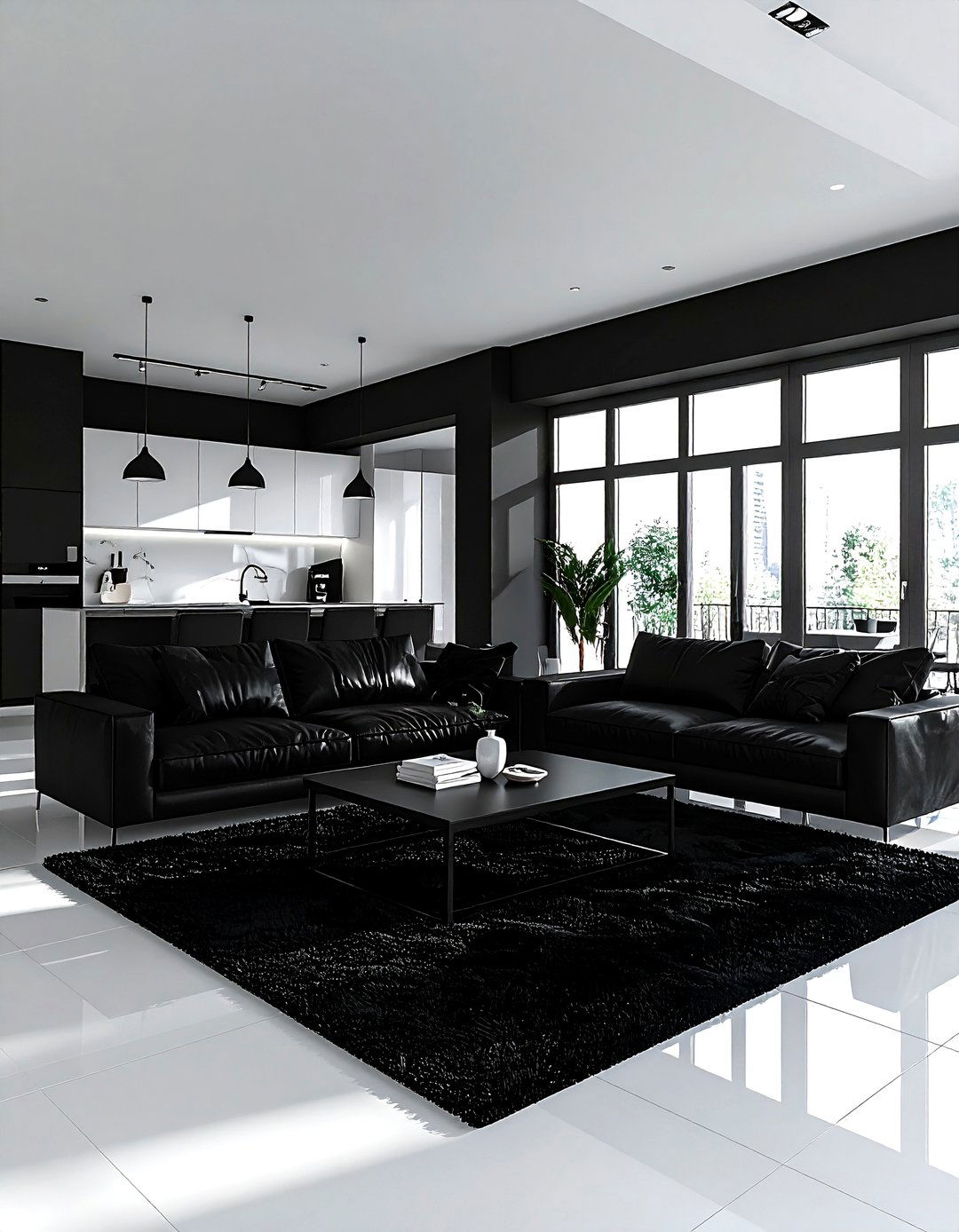 Open Plan Black Living Room - 30 black living room ideas