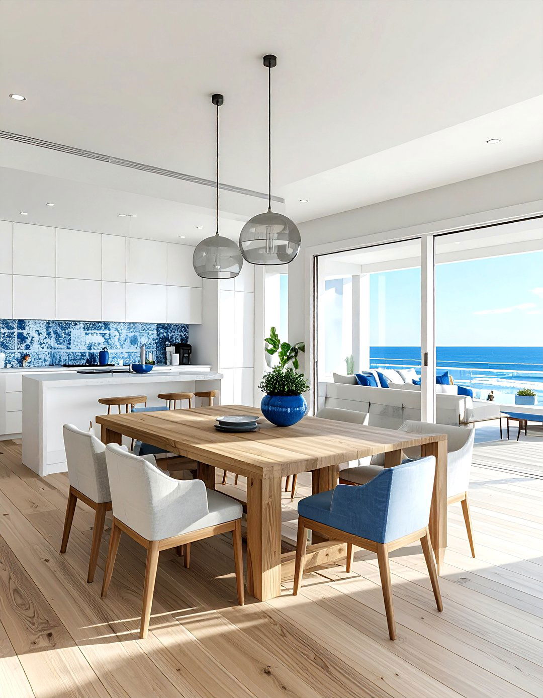 Open Plan Coastal Dining Room - 30 seaside dining room ideas