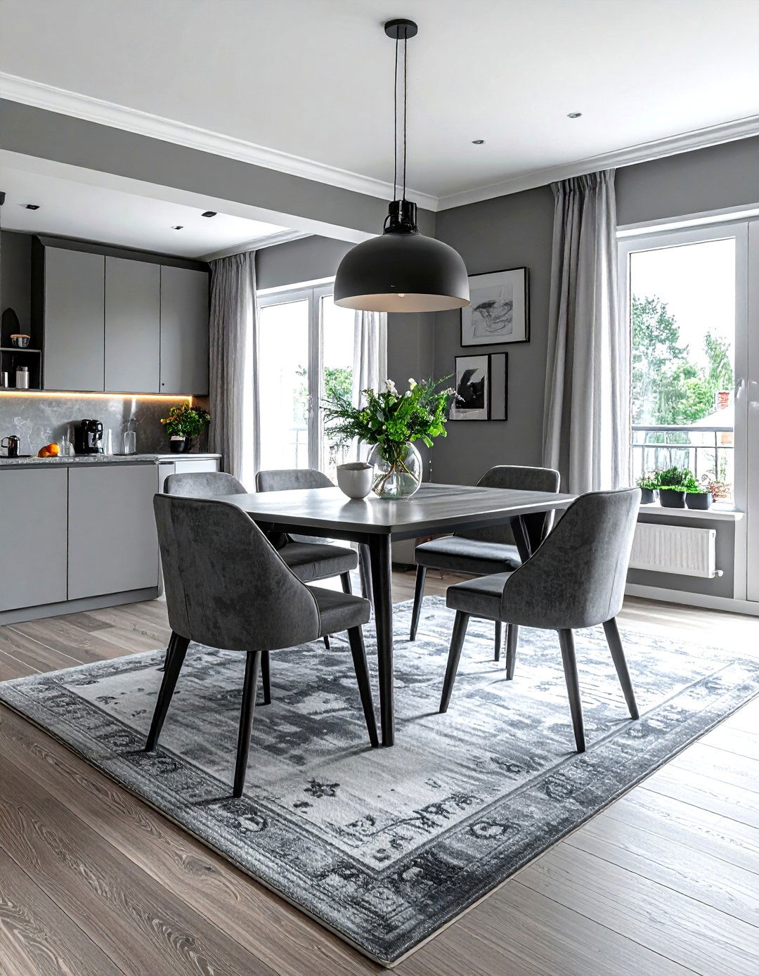 Open Plan Grey Dining Room - 30 grey dining room decor ideas