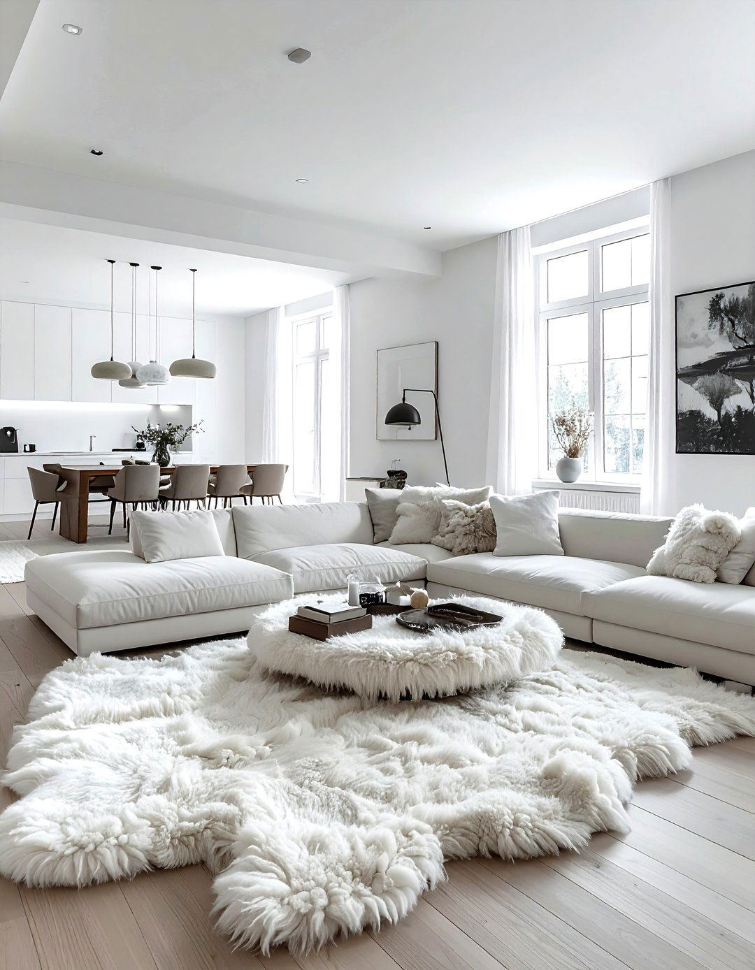 Open Plan Living Room Sheepskin - 30 sheepskin living room ideas