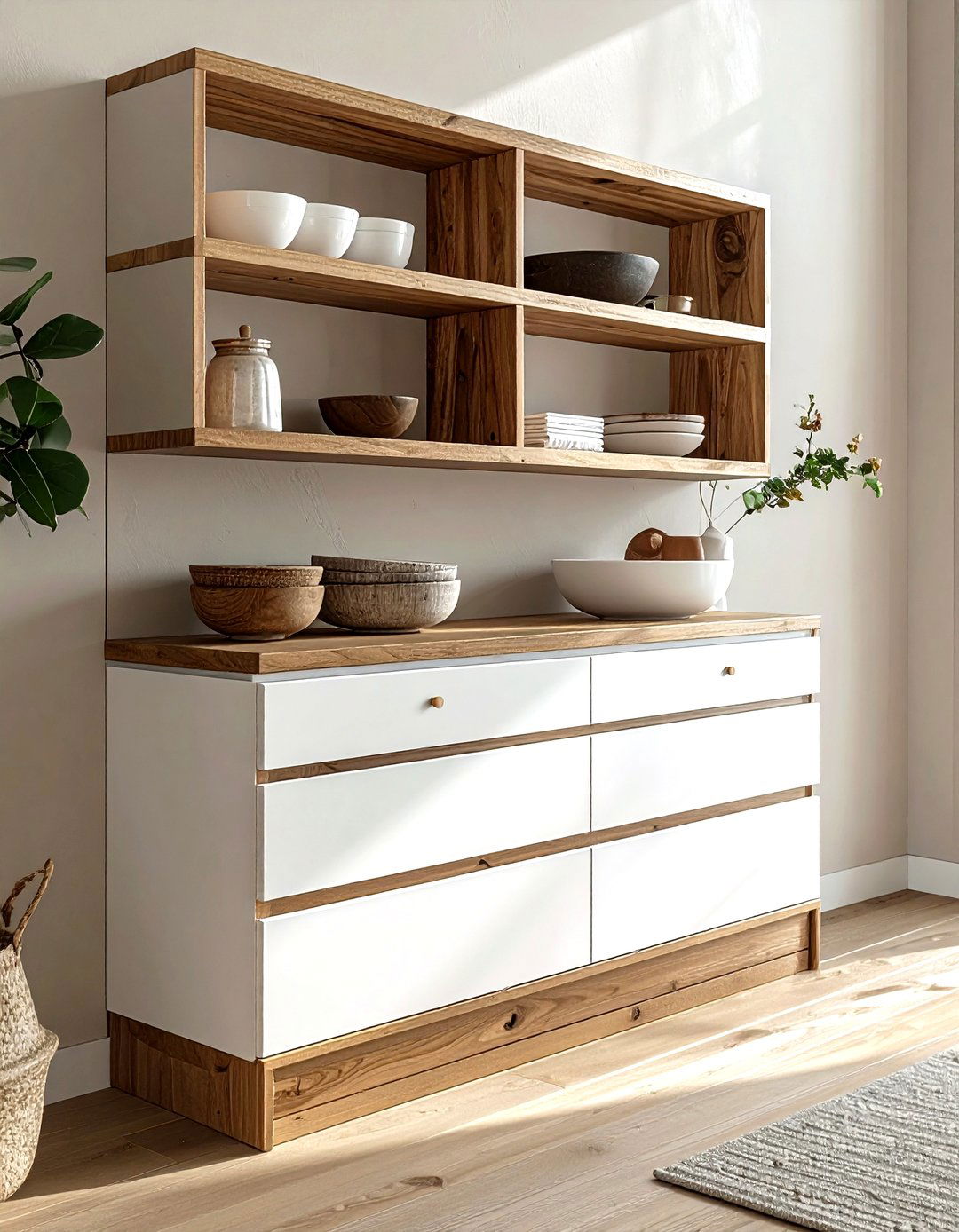 Open Shelf And Drawer Combo - 30 living room cabinet storage ideas