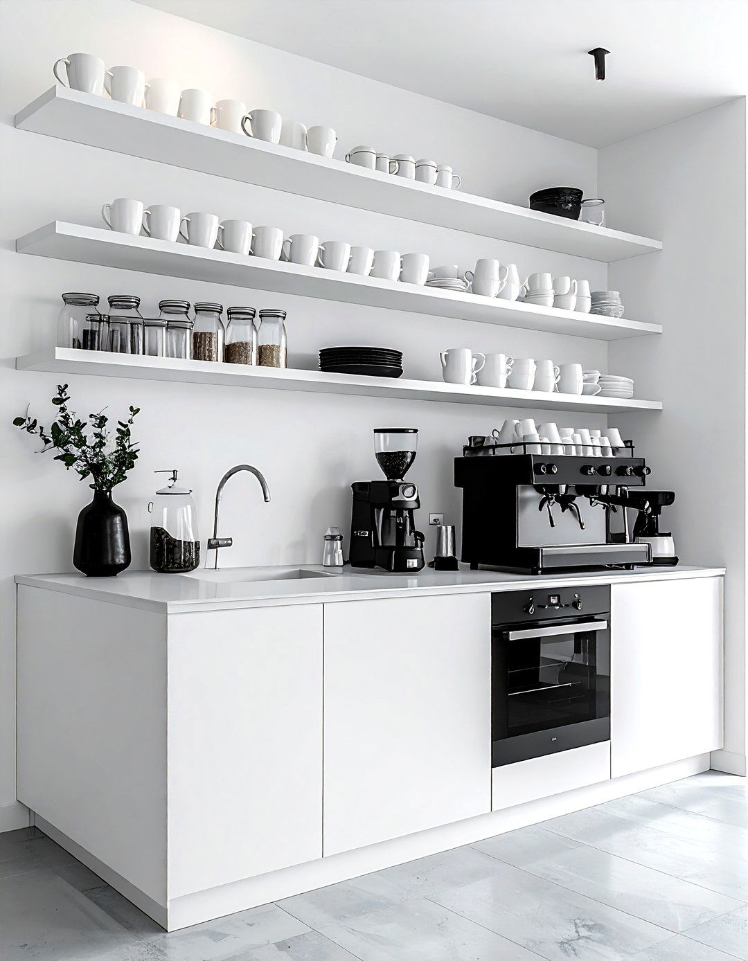 Open Shelving Coffee Bar - 30 kitchen coffee nook ideas