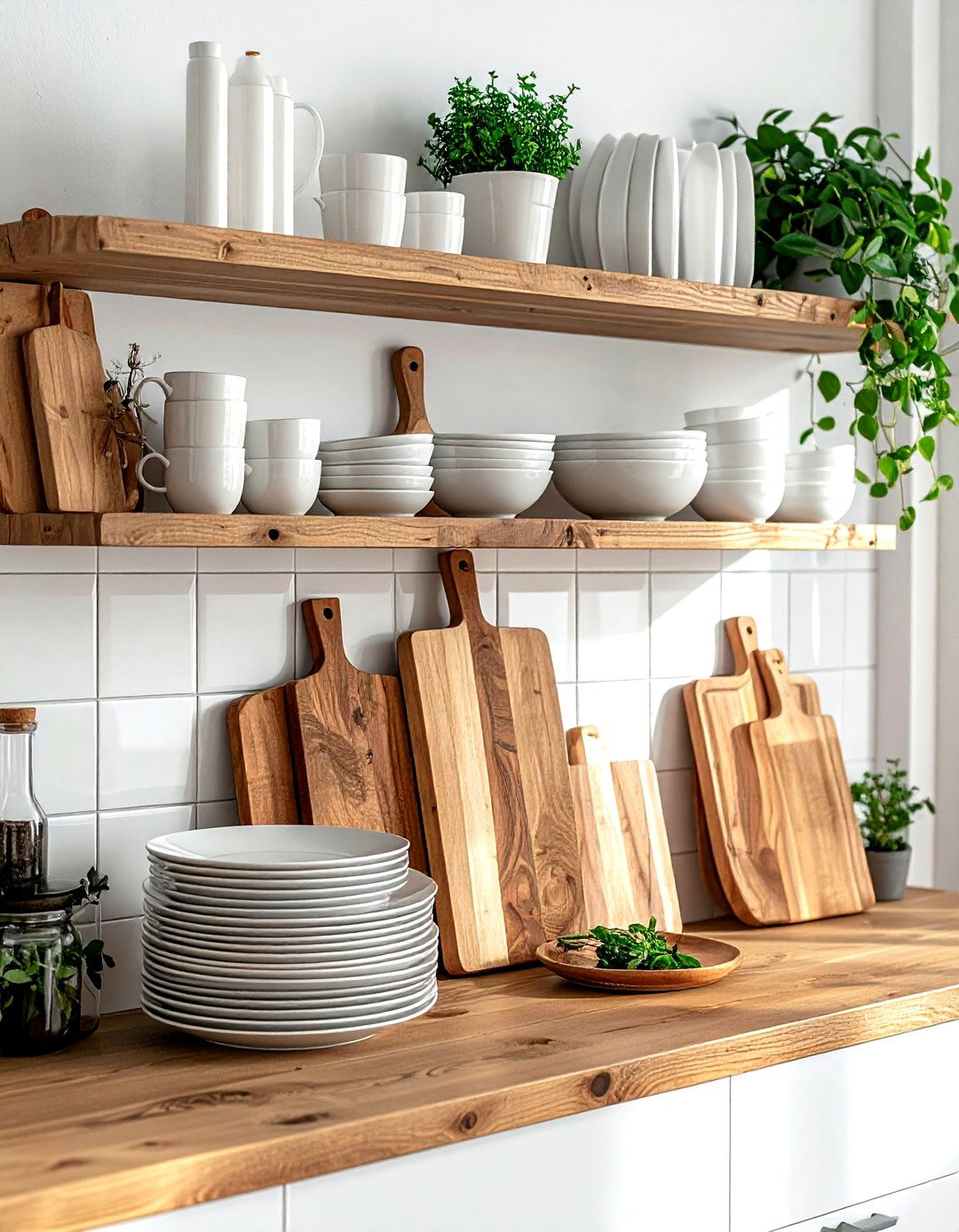 Open Shelving Cutting Board Arrangement - 30 kitchen cutting board display ideas