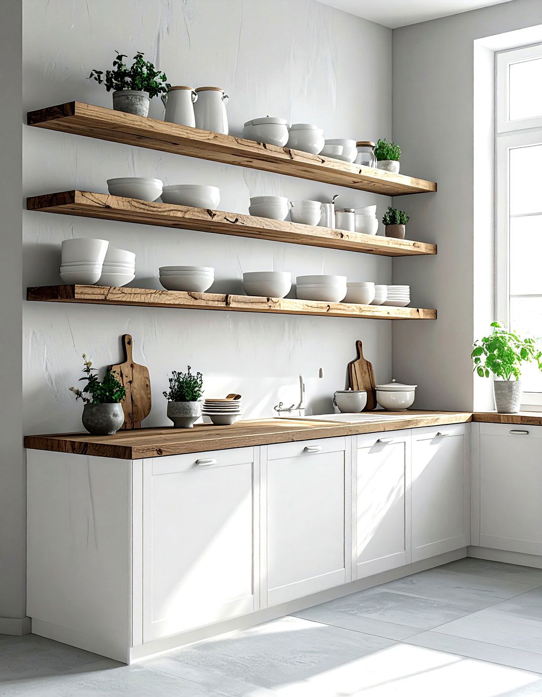 Open Shelving Grey White Kitchen - 30 grey and white kitchen ideas