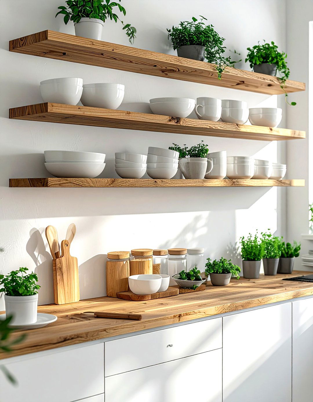 Open Shelving Kitchen - 30 kitchen overhead storage ideas