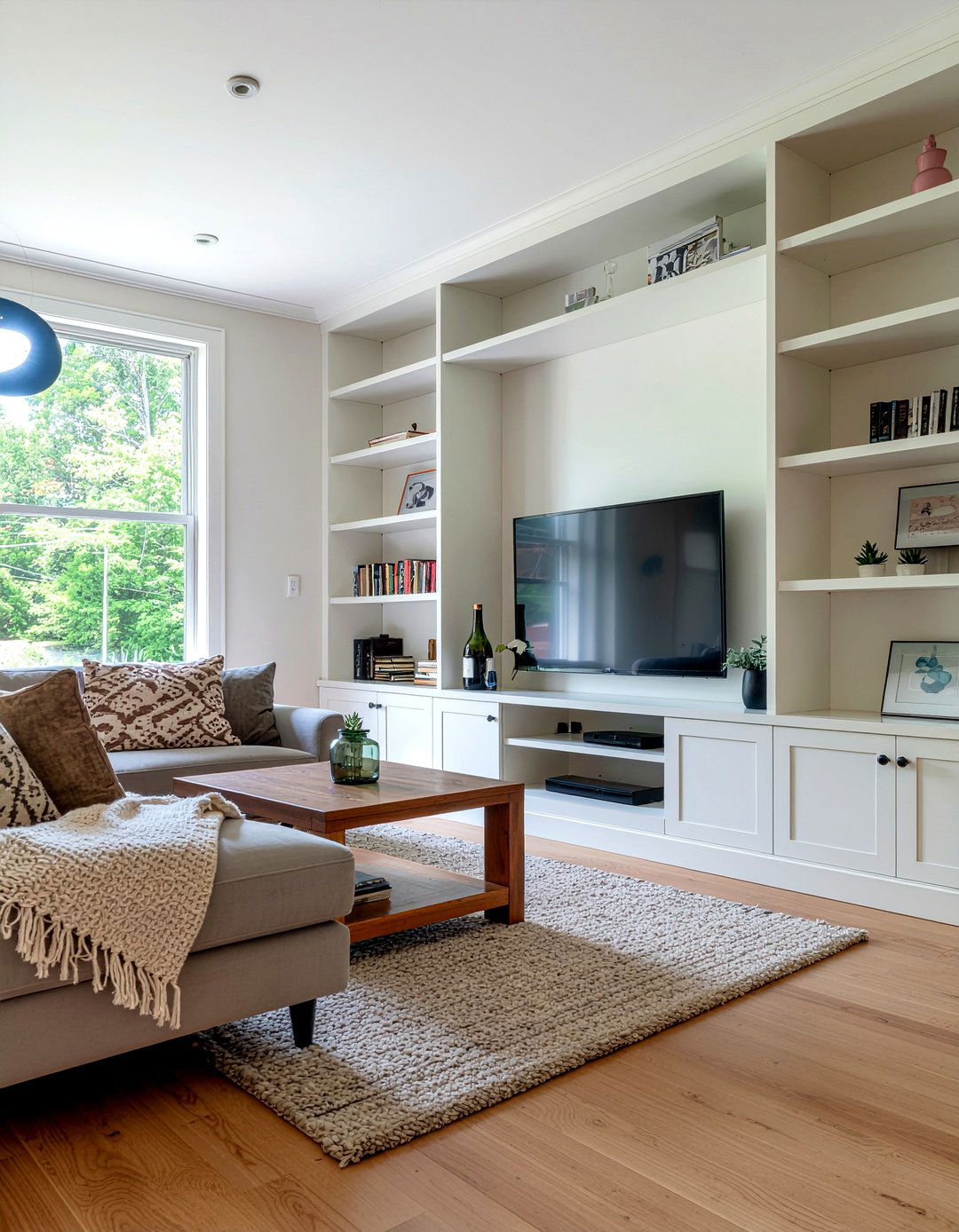 Open Shelving TV Niche - 30 living room tv niche ideas