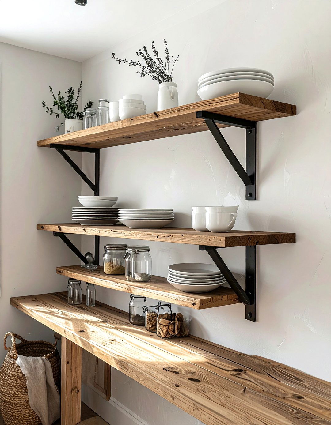 Open Shelving With Brackets - 30 American country kitchen ideas
