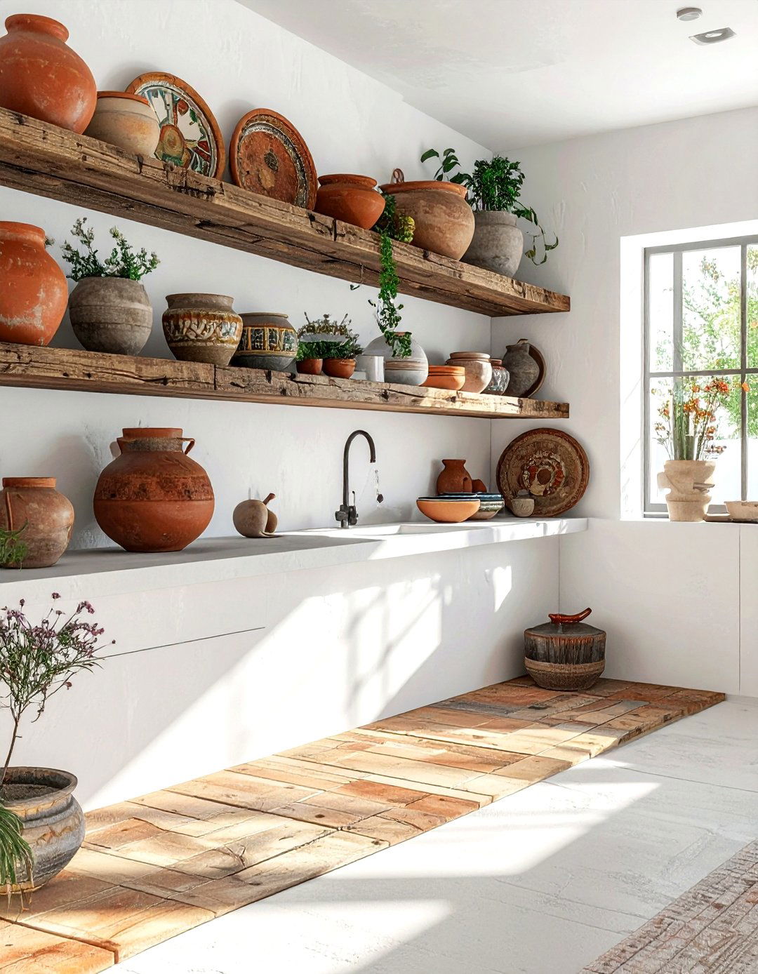 Open Shelving With Pottery - 30 Southwestern kitchen ideas