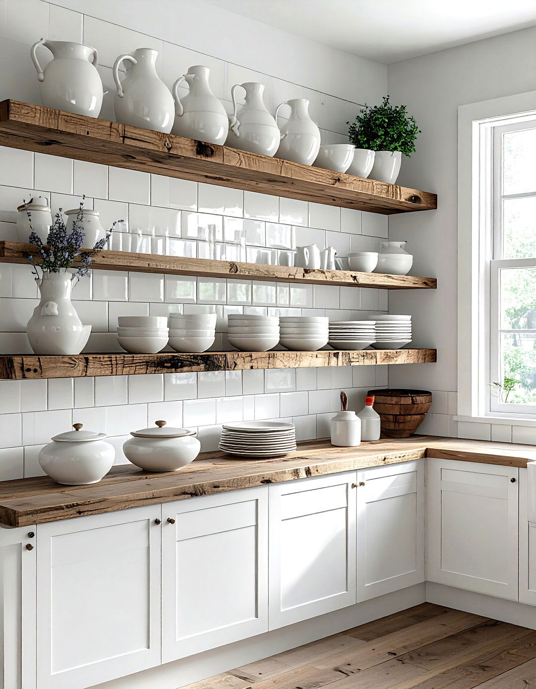 Open Shelving With Pottery - 30 French country kitchen ideas
