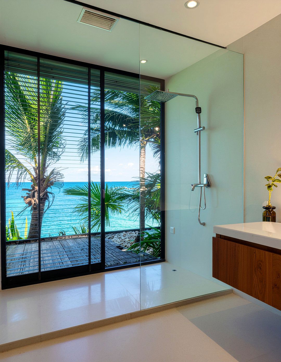 Open Shower - 30 jungle bathroom ideas