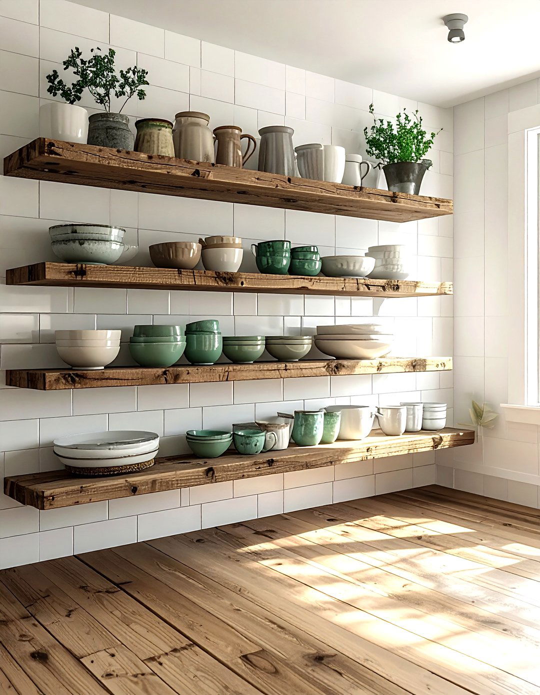 Open Wood Shelves - 30 vintage kitchen ideas