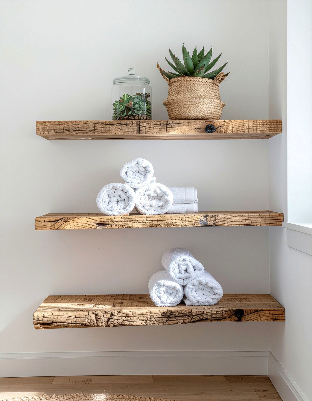 Open Wood Shelving - 30 bathroom feature ideas