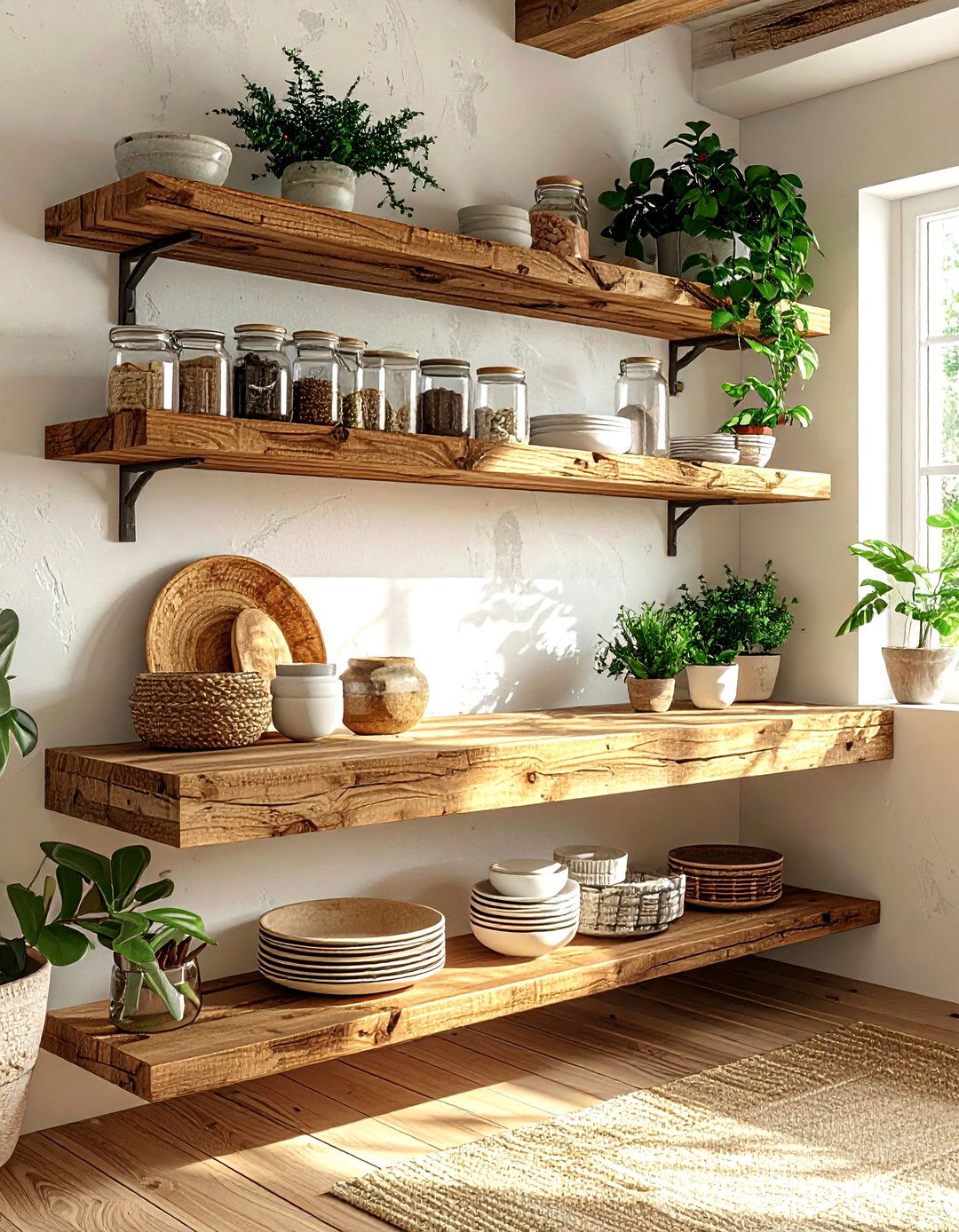 Open Wood Shelving - 30 kitchen upgrade ideas