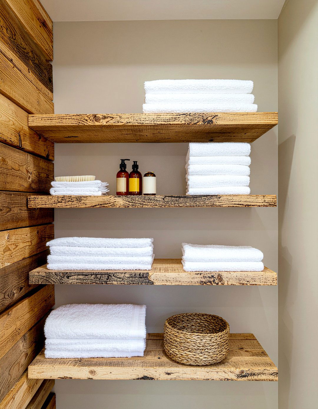 Open Wood Shelving - 30 lodge bathroom ideas
