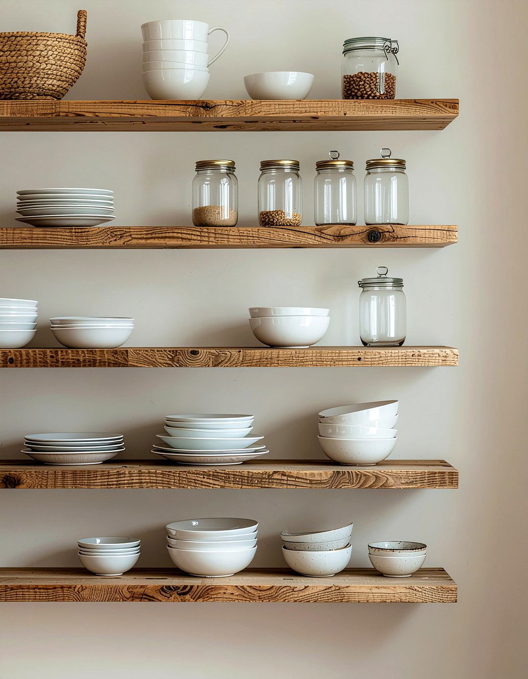 Open Wood Shelving Wall - 30 kitchen accent wall ideas