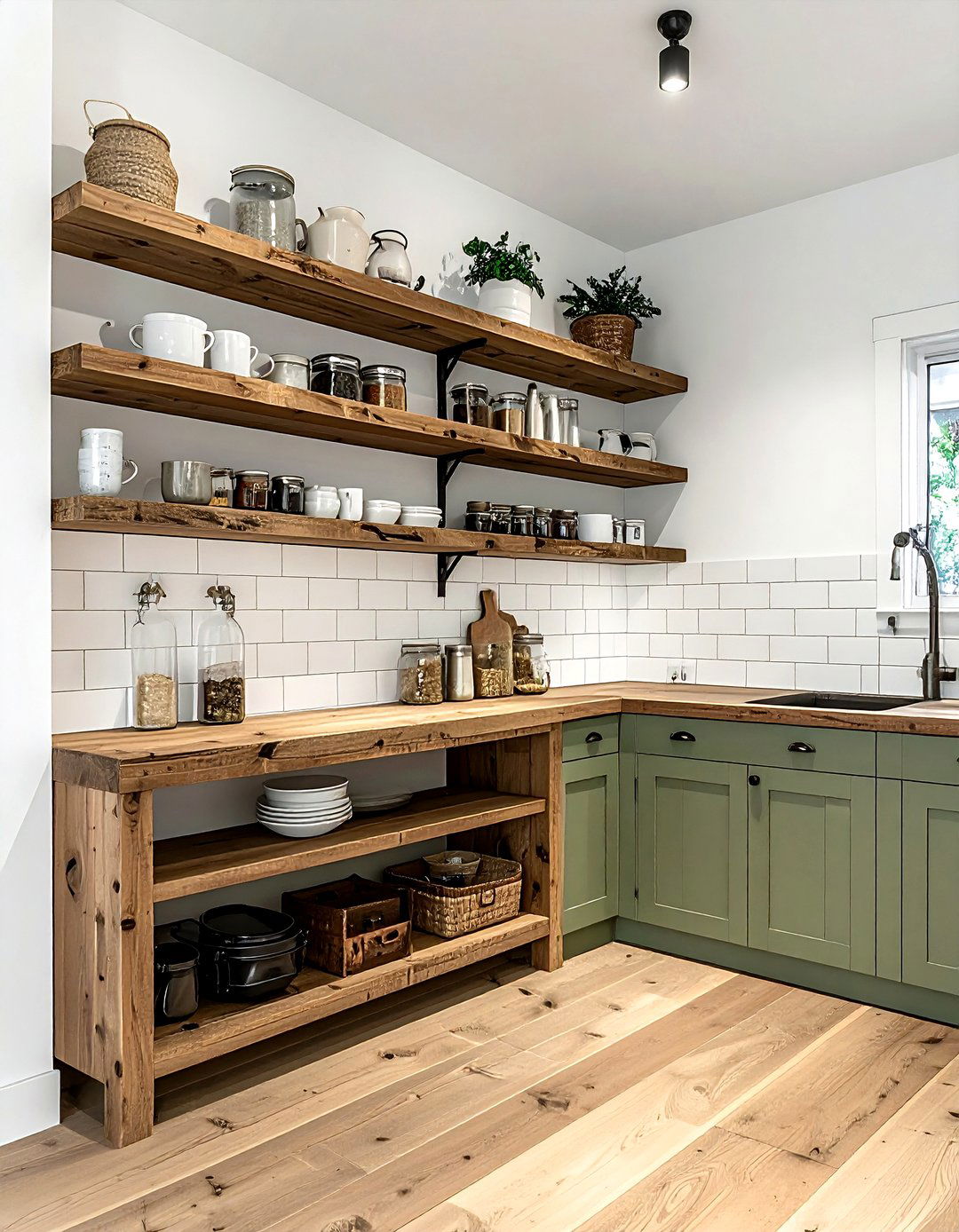 Open Wooden Shelving - 30 English country kitchen ideas