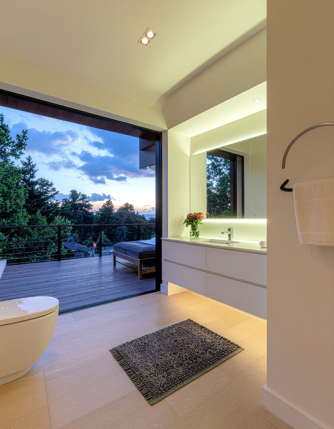 Open concept L shaped bathroom suite - 30 L-shaped bathroom layout ideas