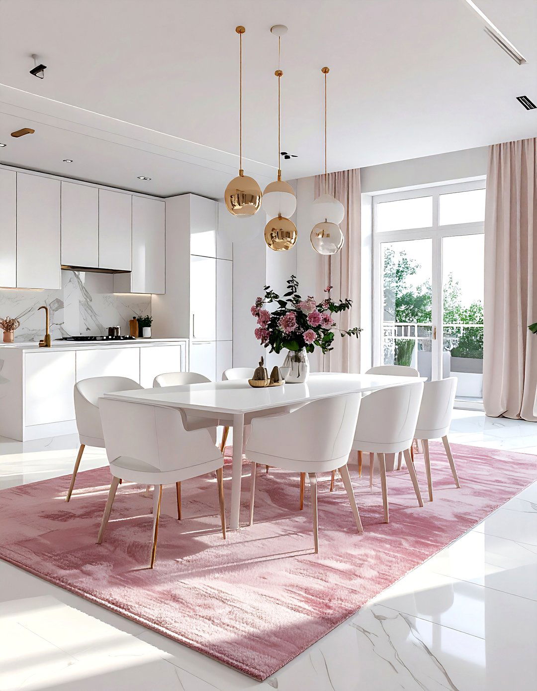 Open concept blush white dining - 30 blush and white dining room ideas