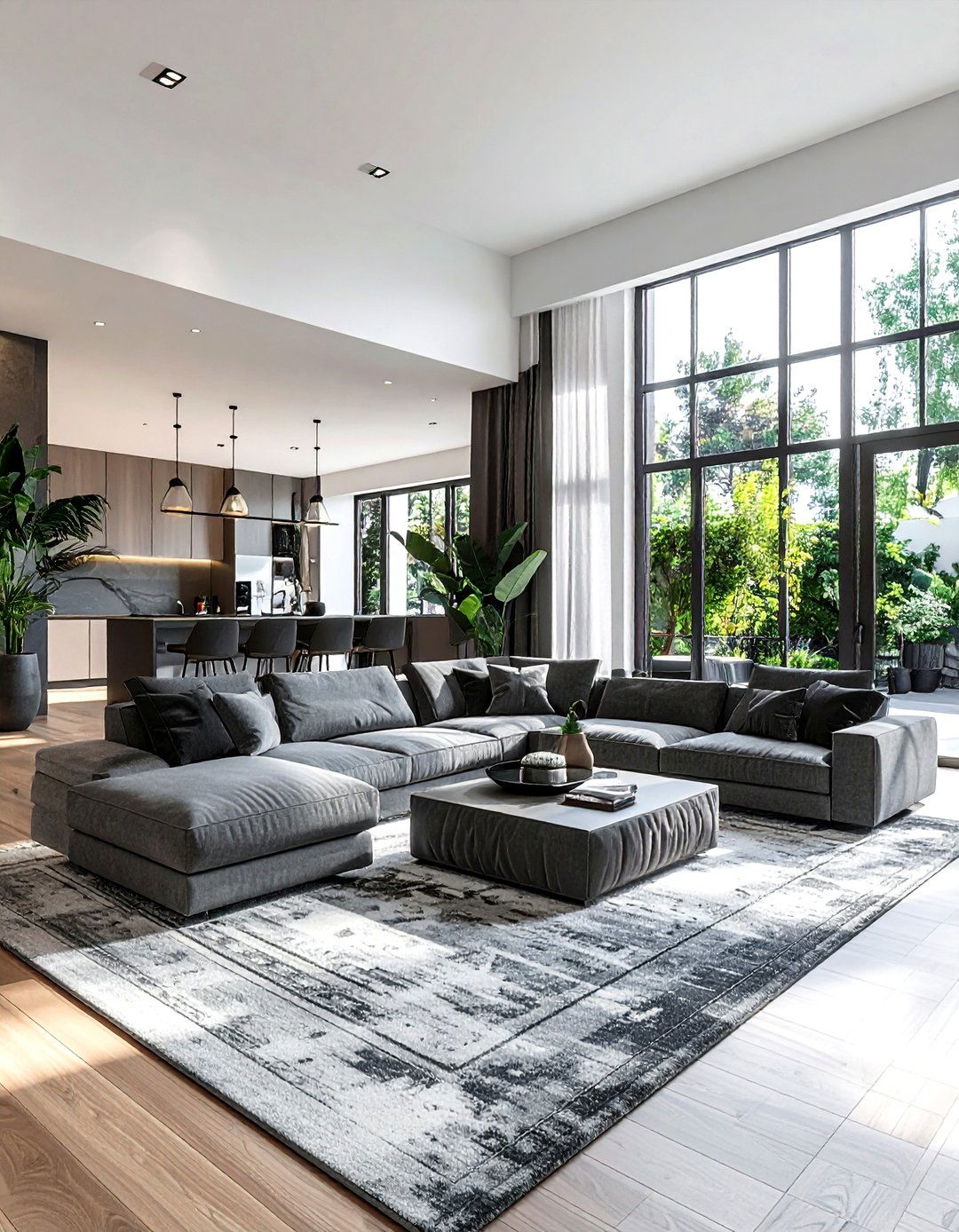 Open concept charcoal living room - 30 dark charcoal living room ideas