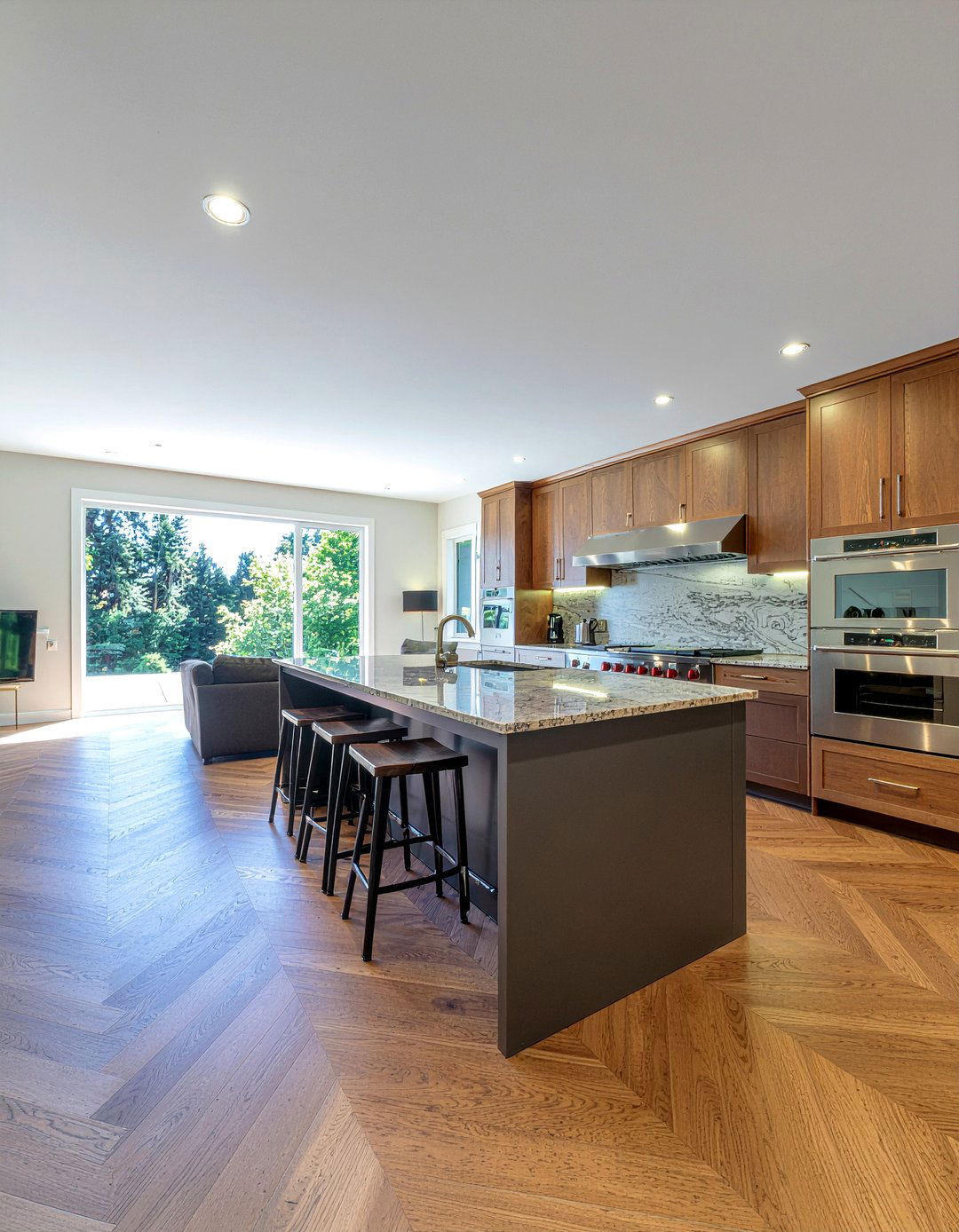 Open concept chevron floor kitchen - 30 chevron floor kitchen ideas