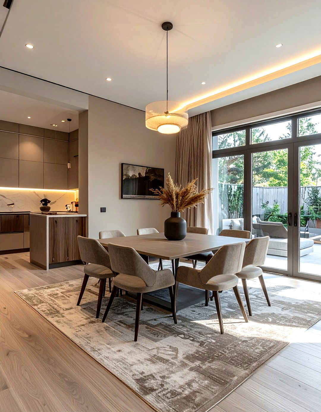 Open concept greige dining room - 30 greige dining room ideas