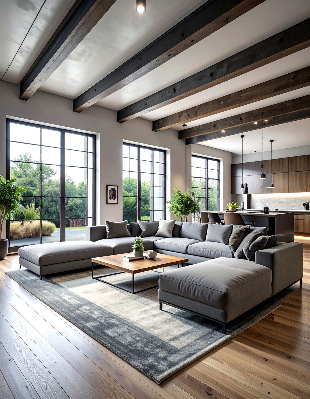 Open concept industrial living room - 30 industrial grey living room ideas