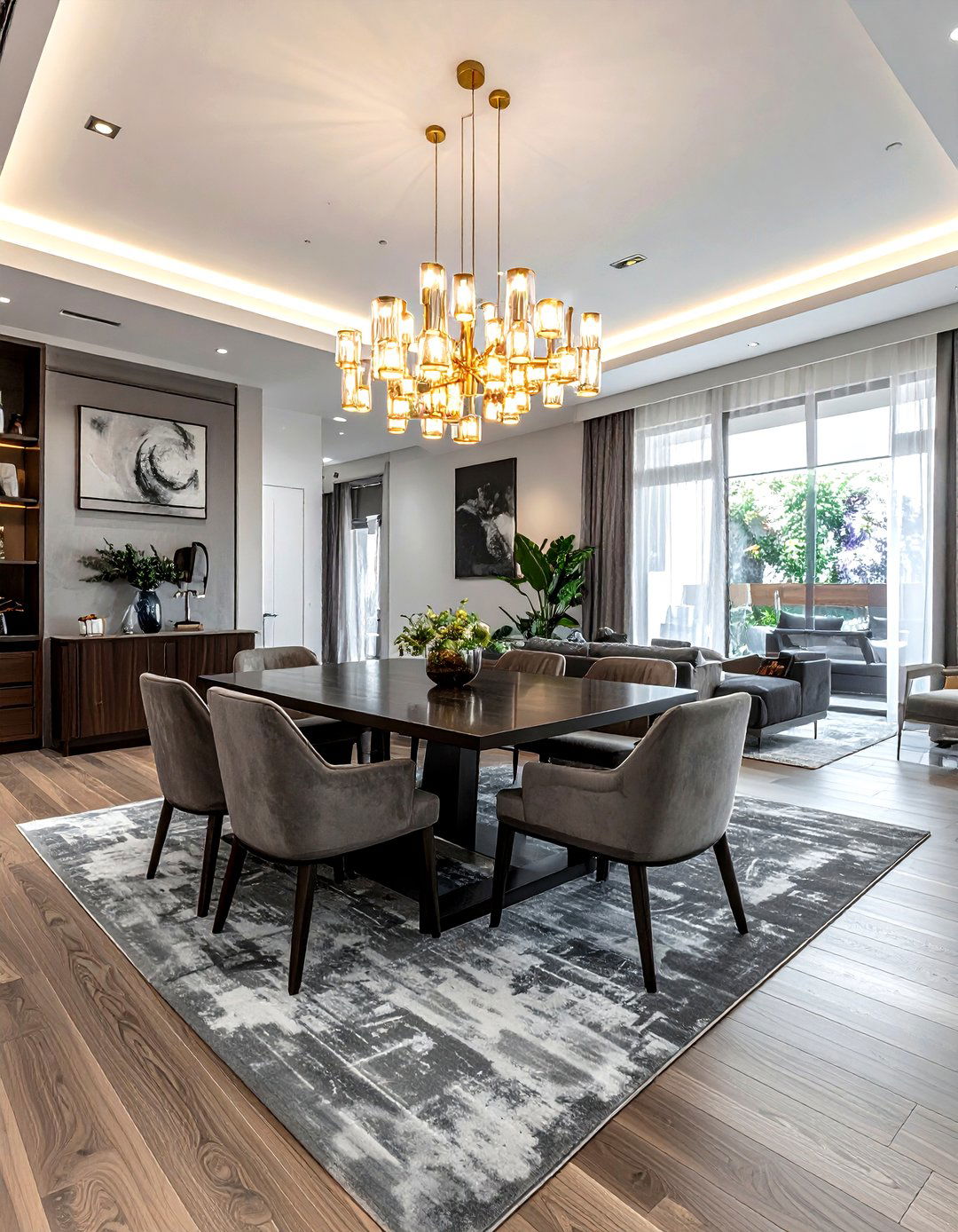 Open concept living and dining - 30 dining room furniture arrangement