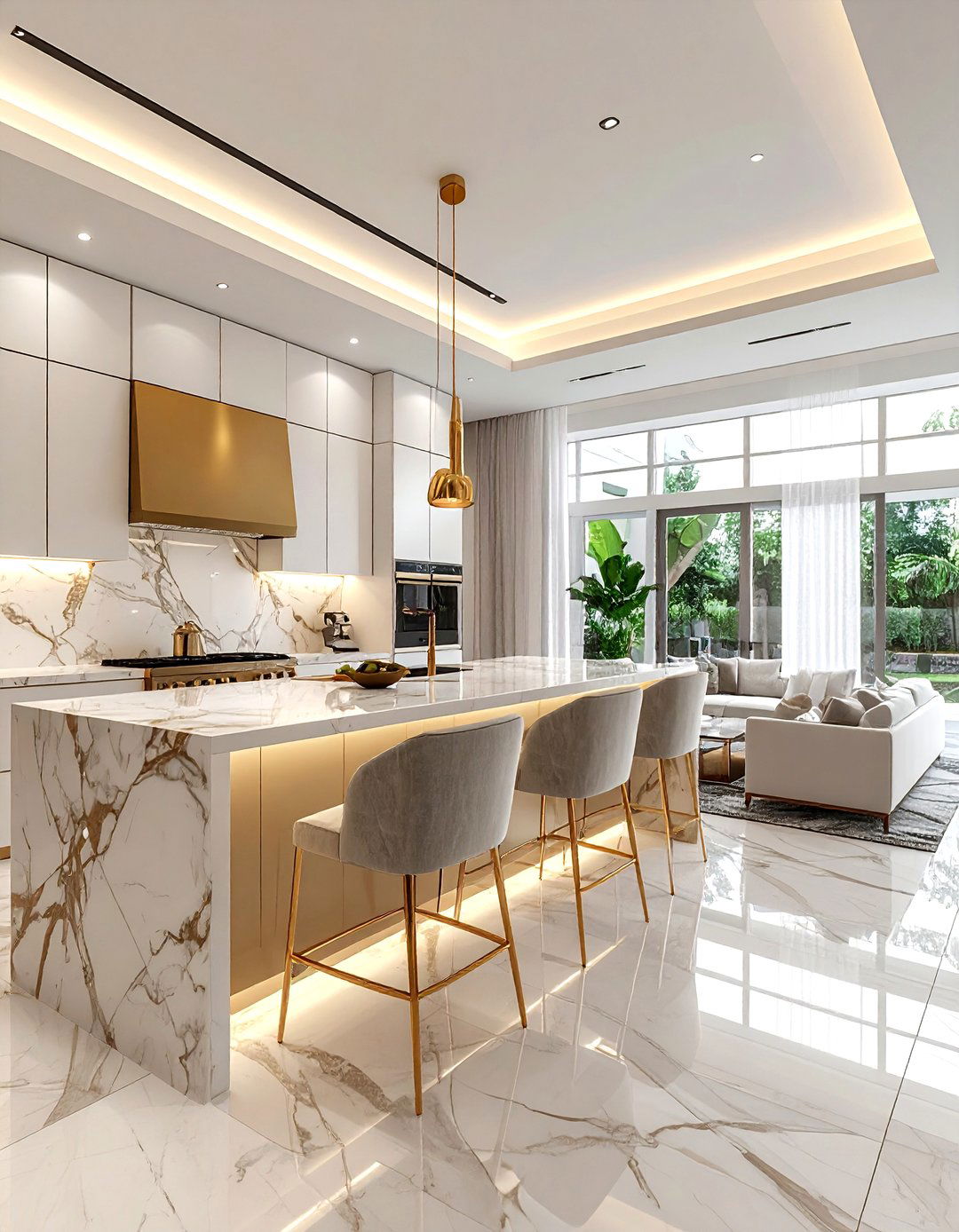 Open concept living room with breakfast bar - 30 open concept living room ideas