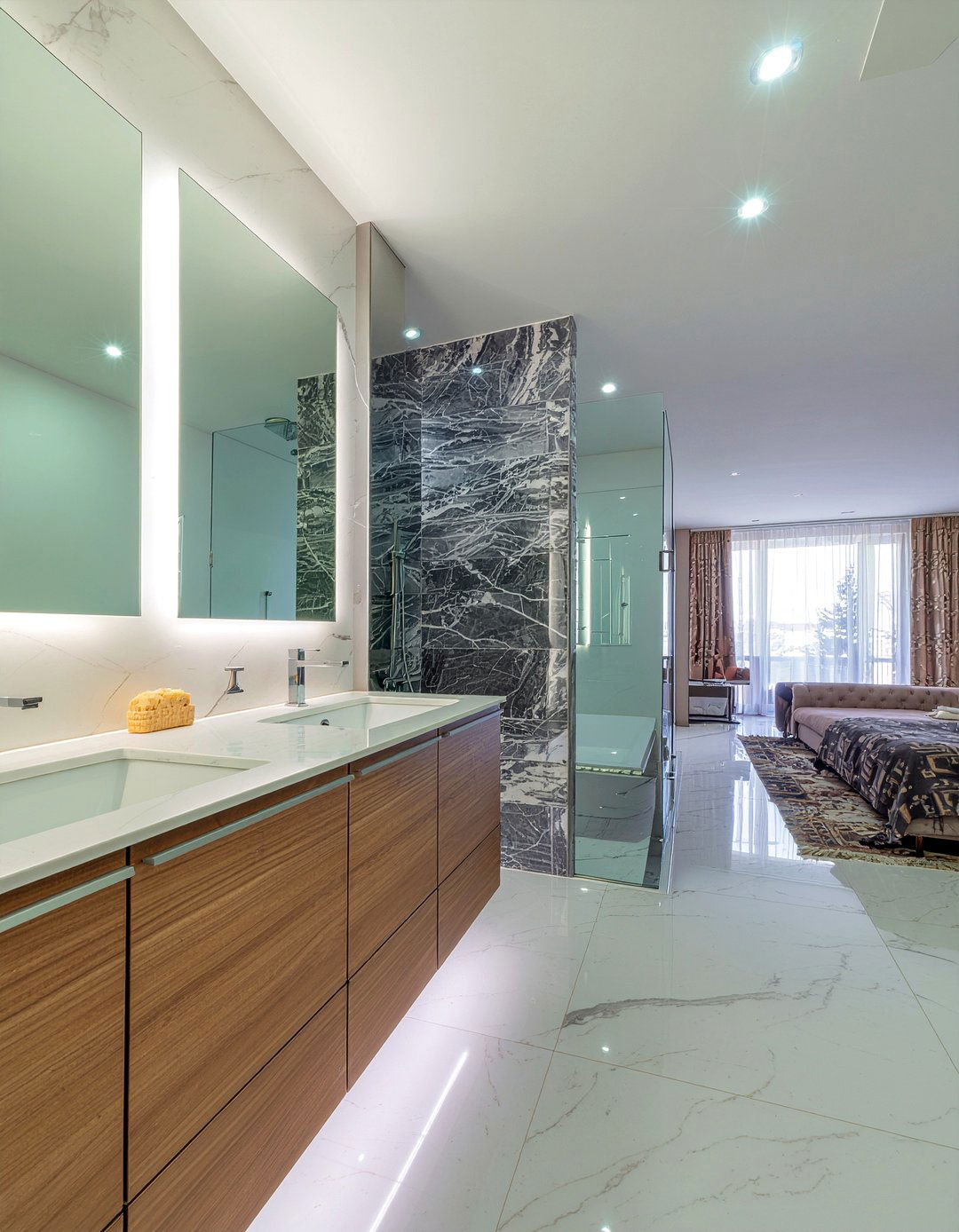 Open concept marble bathroom - 30 marble look bathroom ideas