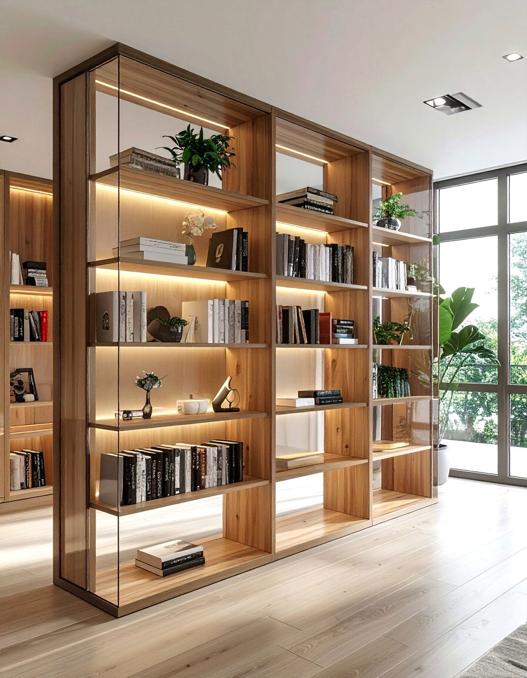 Open concept room divider - 30 living room built-in shelves