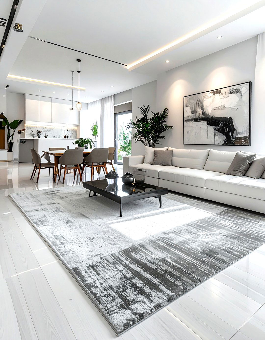 Open concept rug placement - 30 living room floor plan ideas