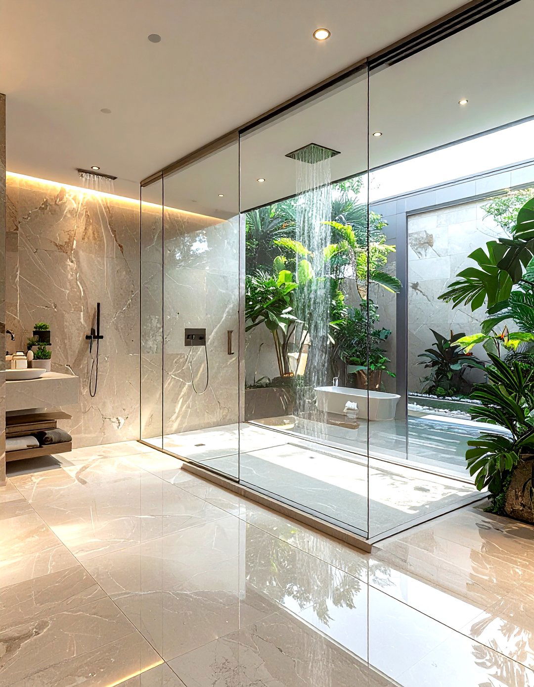 Open concept wet room - 30 Mediterranean bathroom ideas