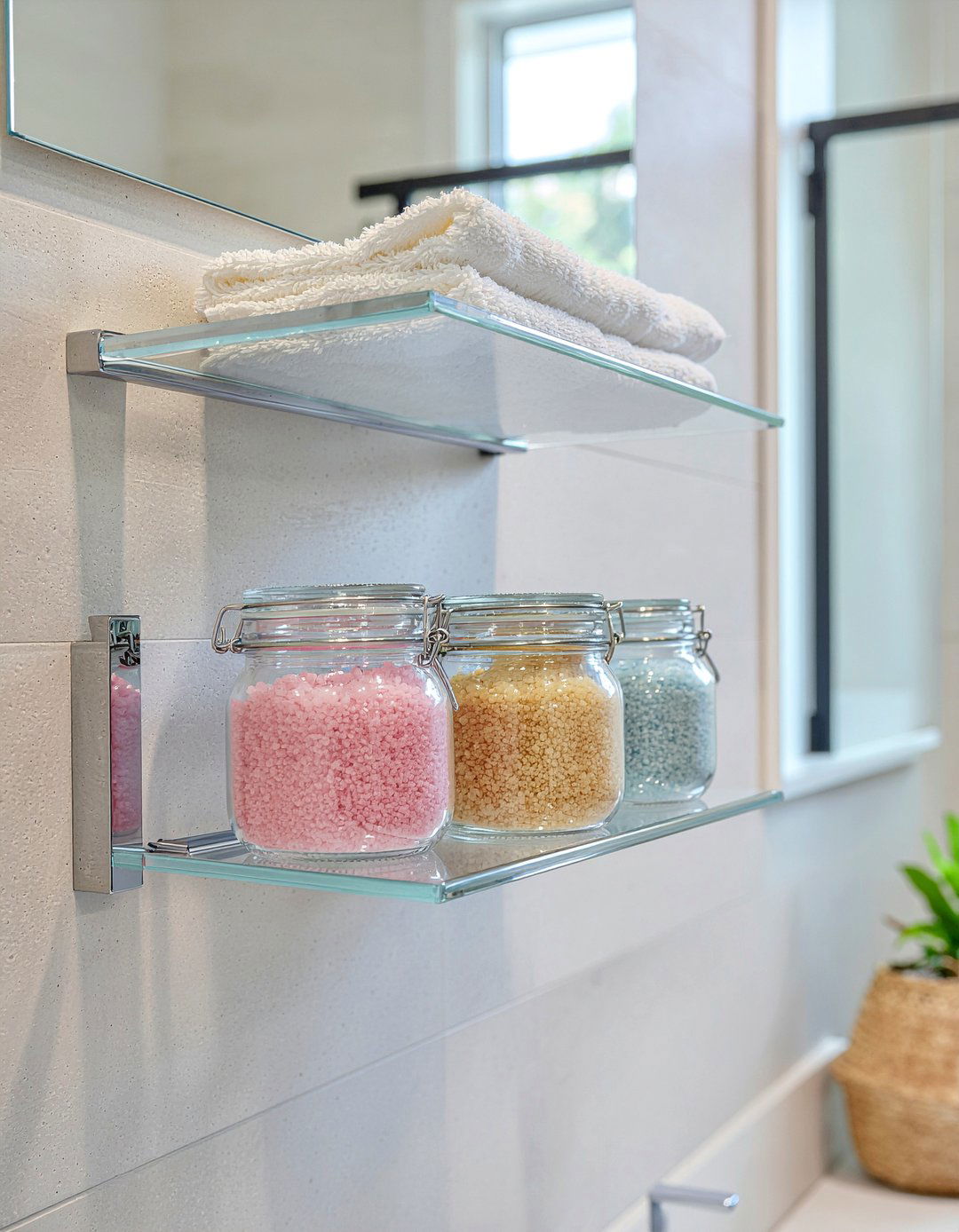 Open glass bathroom shelving - 30 bathroom etagere ideas