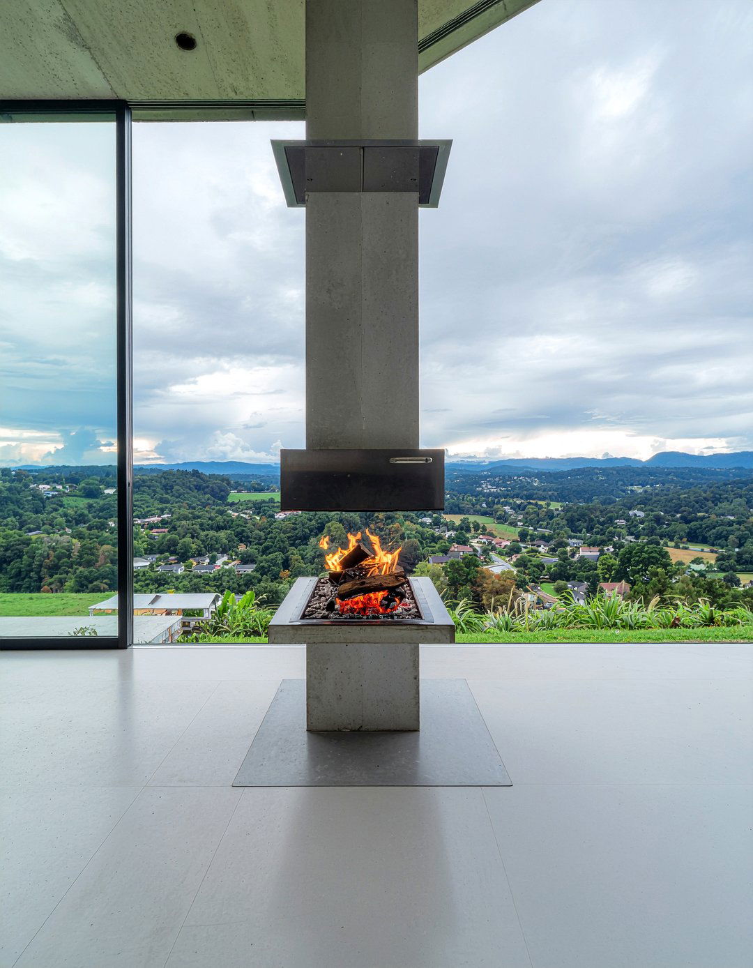 Open hearth double sided fireplace - 30 living room double sided fireplace ideas