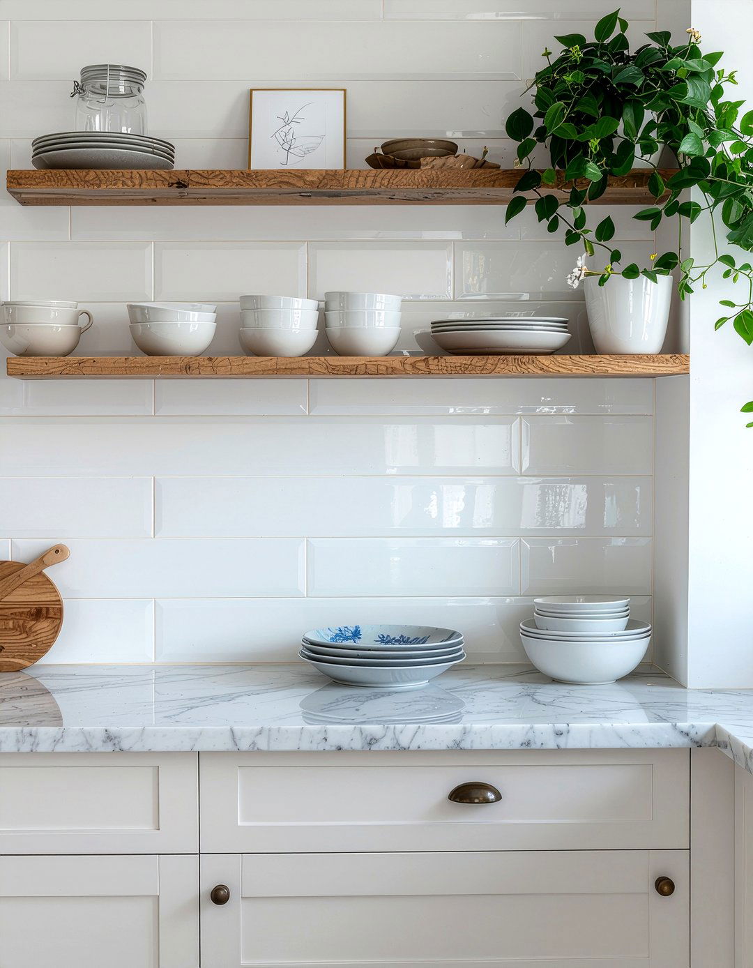 Open kitchen shelves - 30 Parisian kitchen ideas