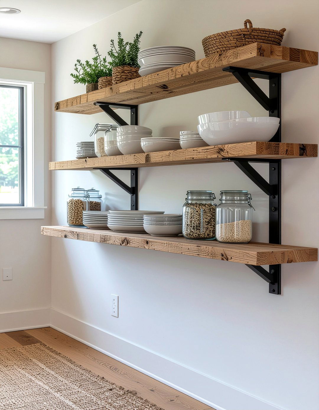 Open kitchen shelving - 30 Fixer Upper decor ideas