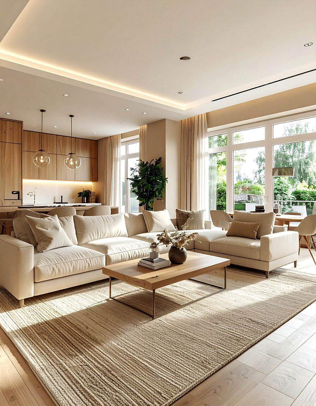 Open plan beige living room - 30 beige living room decor ideas