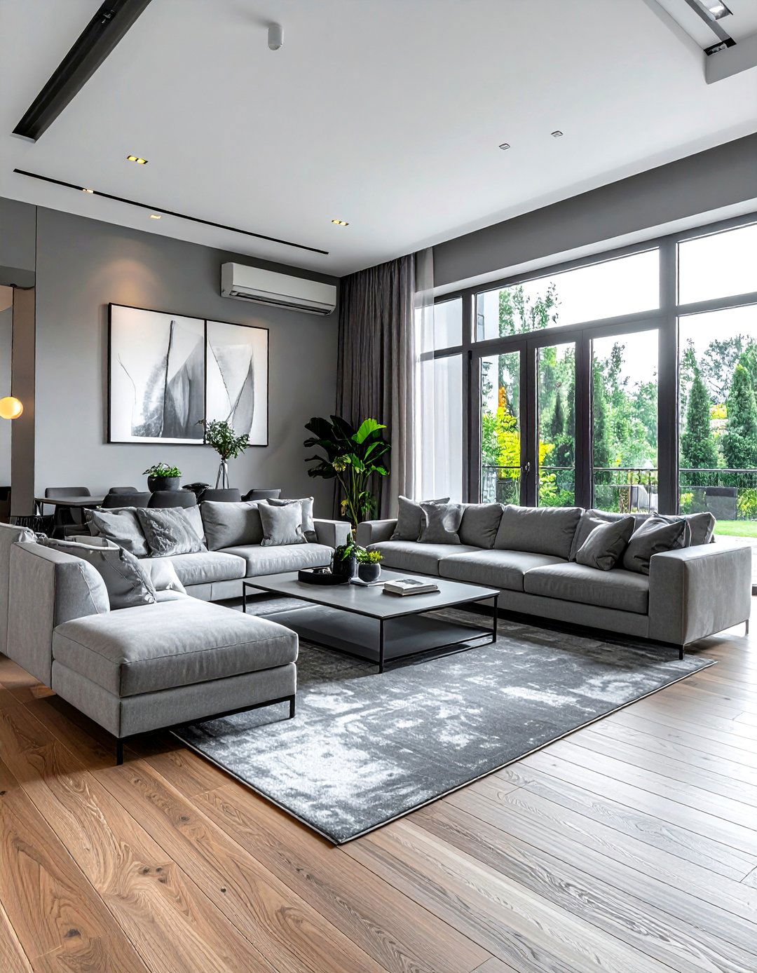 Open plan gray living room - 30 contemporary gray living room ideas
