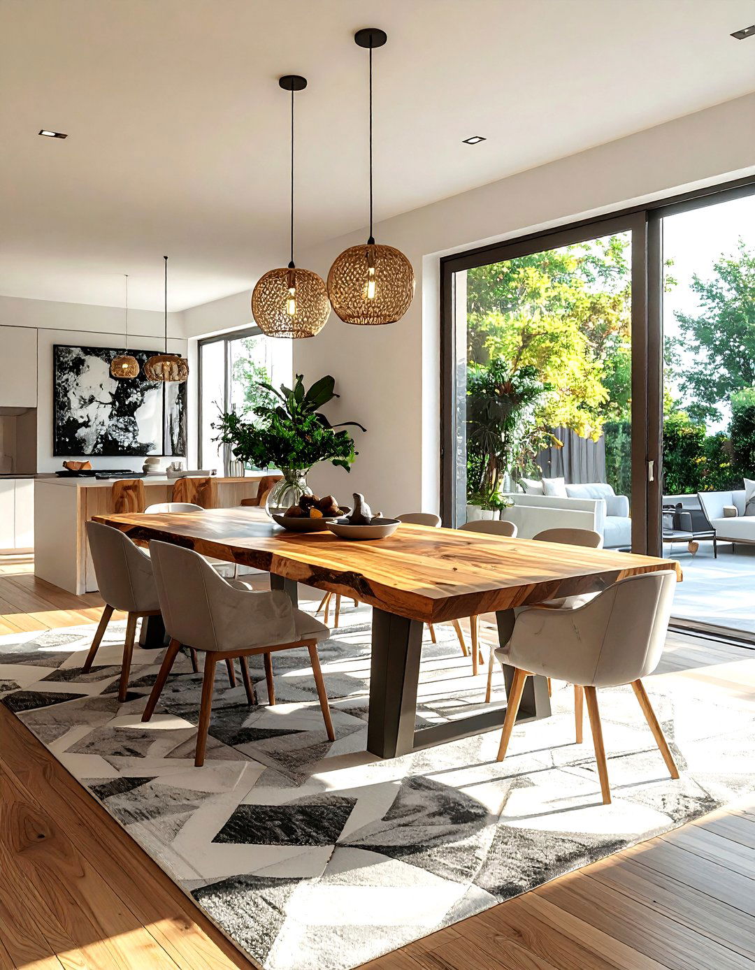 Open plan live edge dining - 30 live edge dining room ideas