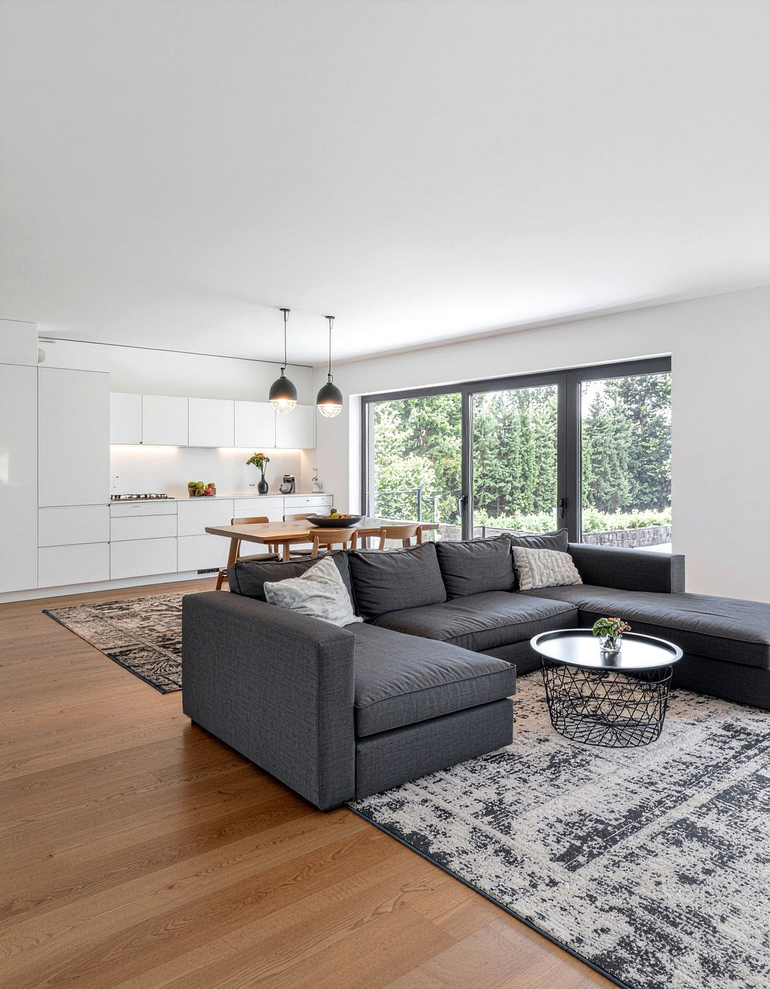 Open plan living room zoning - 30 new build living room ideas