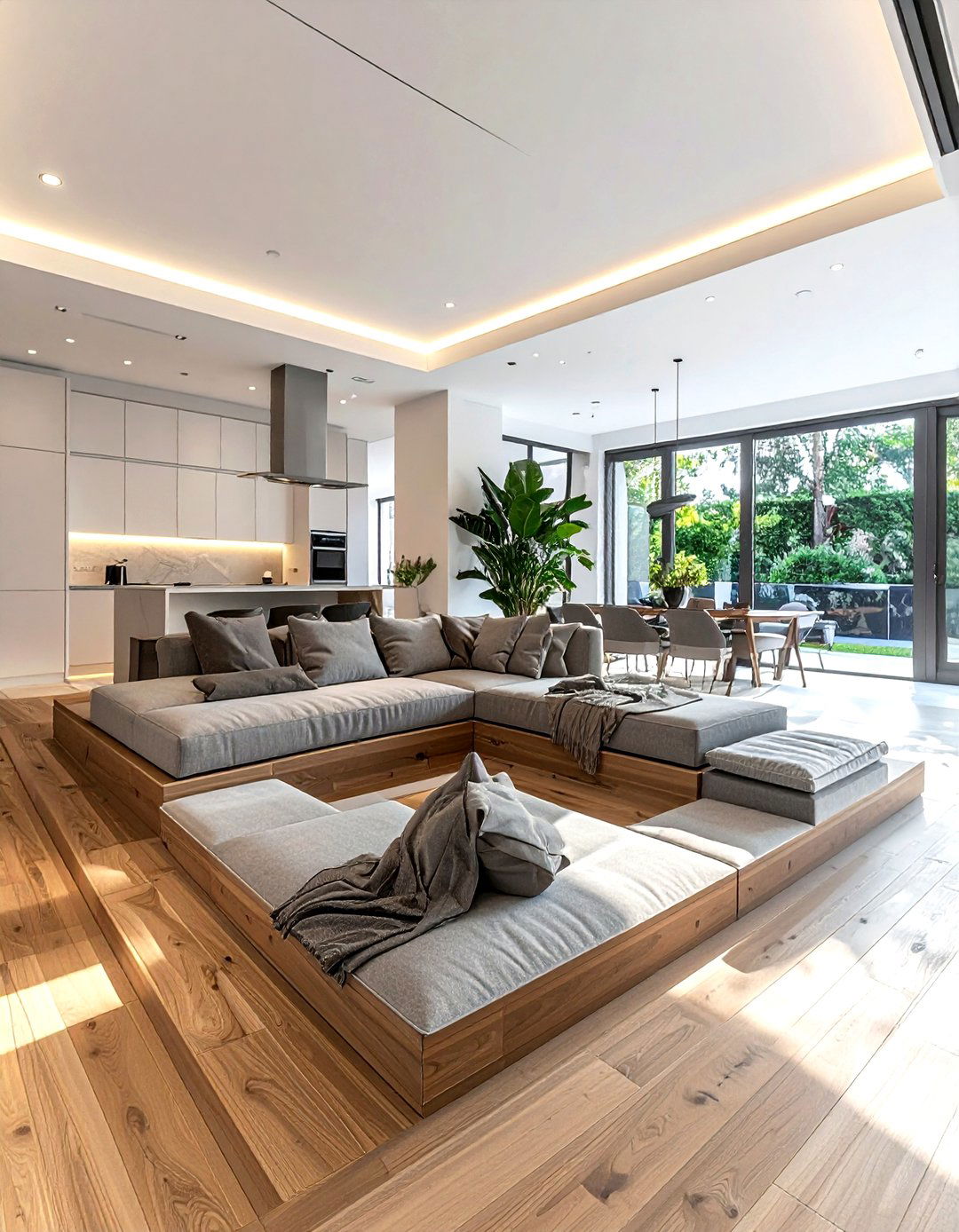 Open plan sunken living room - 30 living room sunken seating ideas