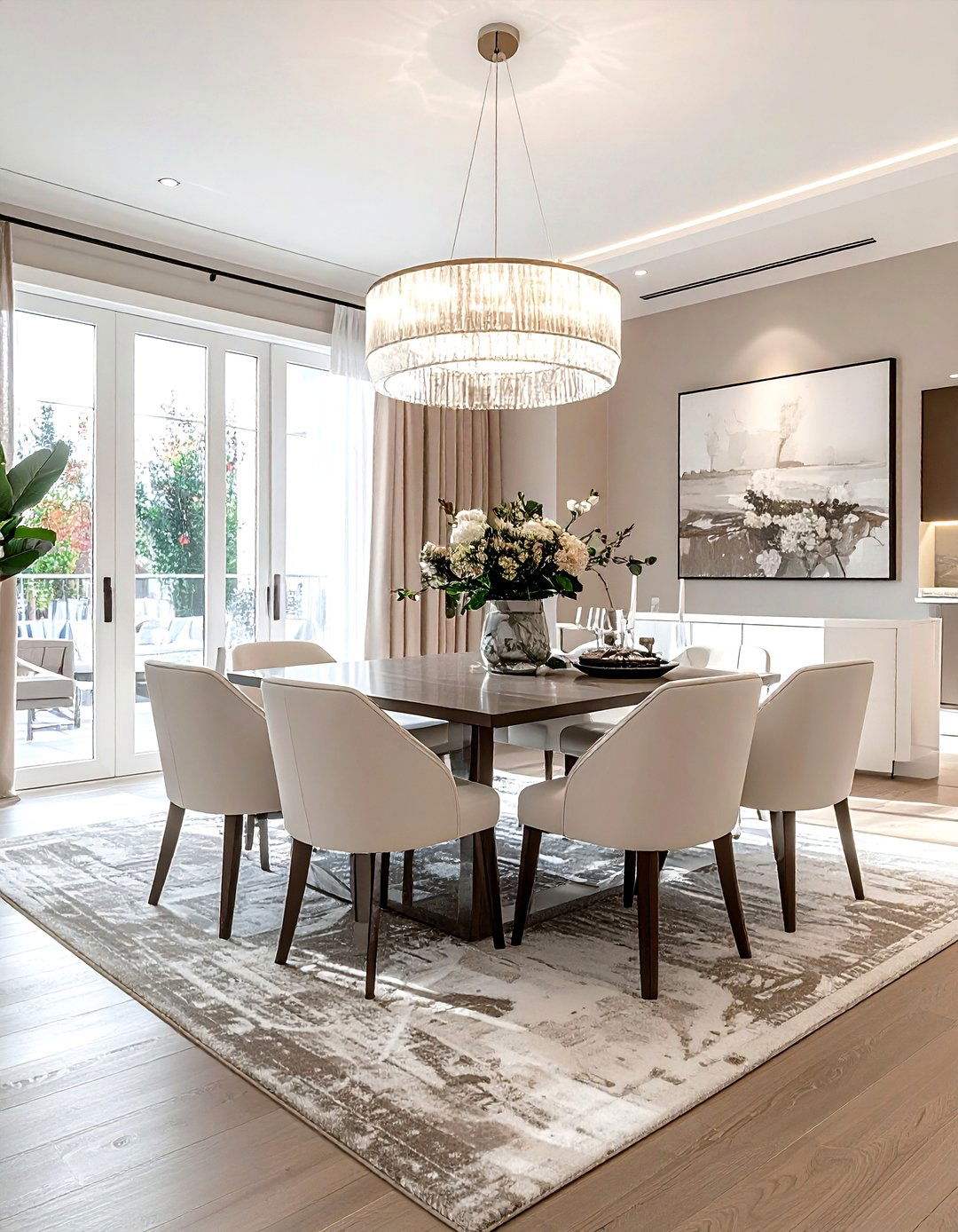 Open plan taupe and white dining room - 30 taupe and white dining room ideas