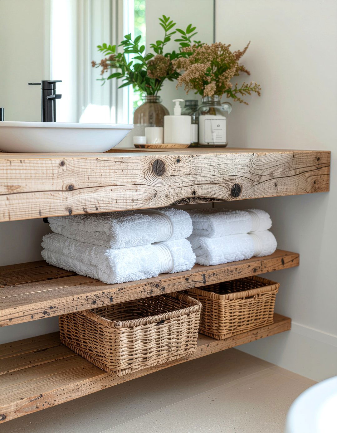 Open shelf bathroom vanity - 30 bathroom built-in vanity ideas