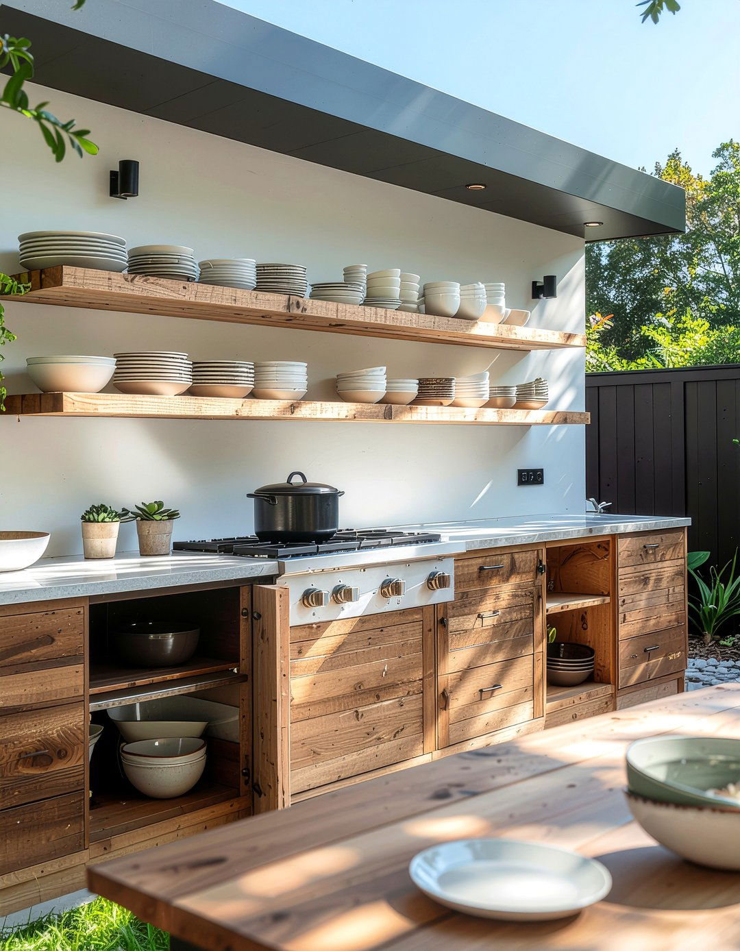 Open shelf outdoor cabinets - 30 outdoor kitchen cabinet ideas