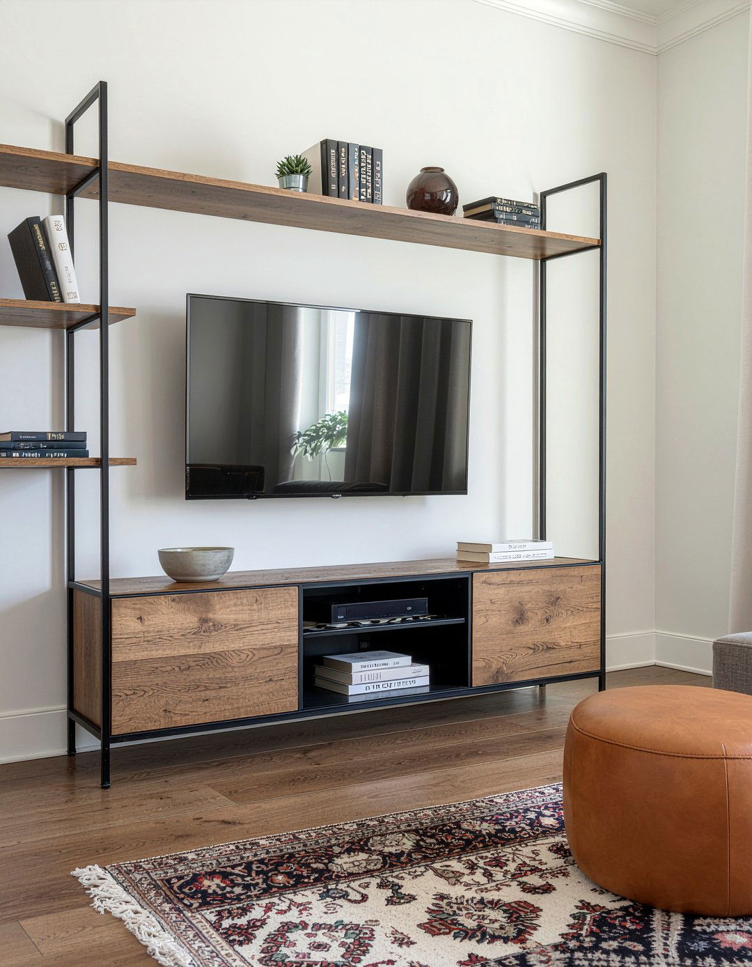 Open shelf tv stand - 30 living room tv stand ideas