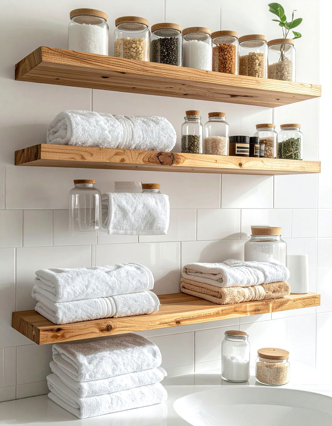 Open shelving bathroom - 30 calming bathroom ideas