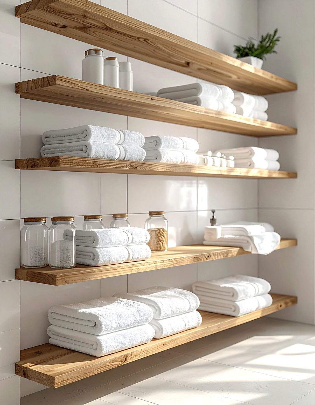 Open shelving bathroom storage - 30 spa-like master bathroom ideas