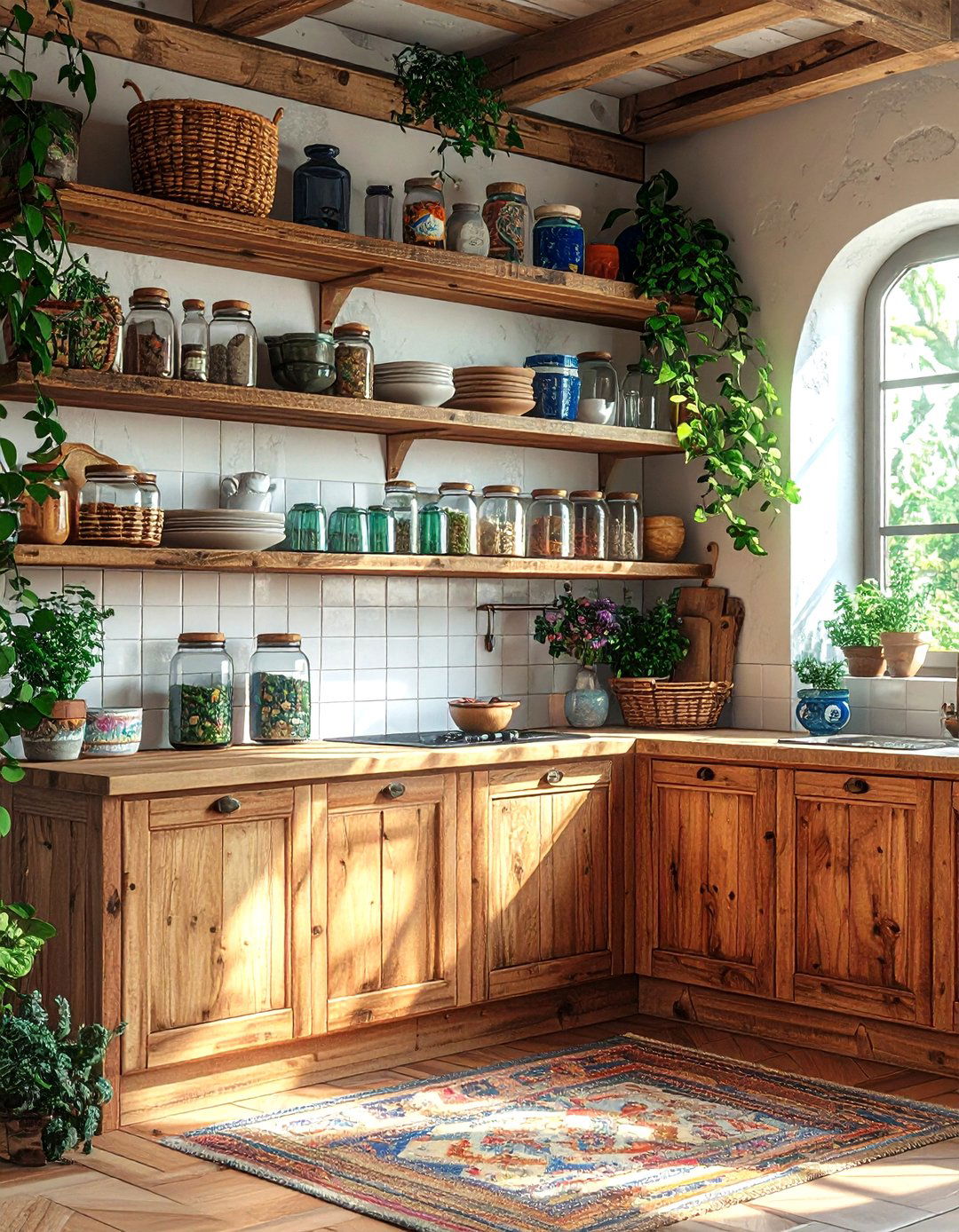 Open shelving boho kitchen - 30 boho kitchen ideas