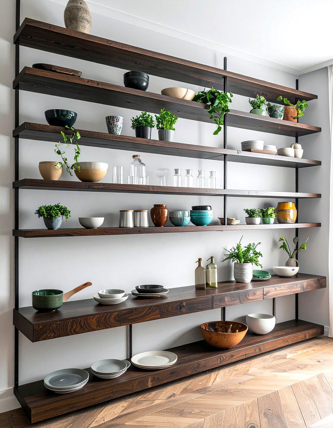 Open shelving dining room wall - 30 dining room overhead storage ideas