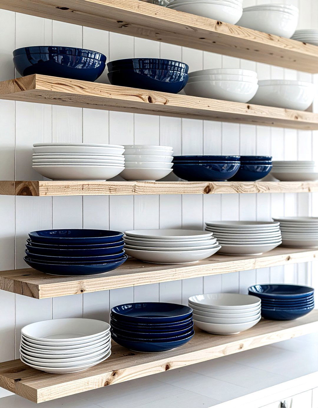 Open shelving dinnerware display - 30 dining room alcove storage ideas